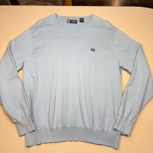 Chaps Sky Blue V-Neck Sweater for Men - Size XL